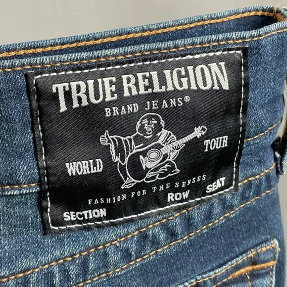 NEW True Religion Jeans Mens 33 blue denim Ricky straight leg designer casual - Picture 10 of 13